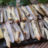 Navajas a la plancha, listas para disfrutar. Un plato de marisco fresco con toques de limón.