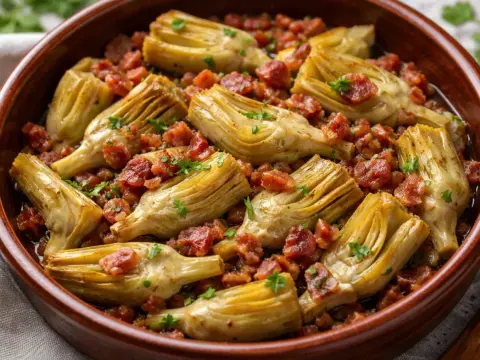 Alcachofas con jamón - receta perfecta, tiernas y sabrosas