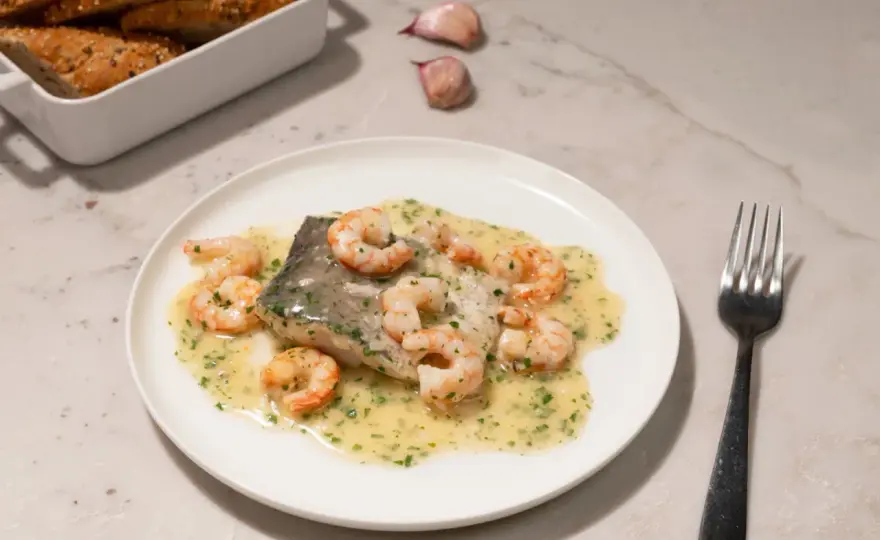 Merluza con gambas perfecta - Jugosa y con salsa ideal