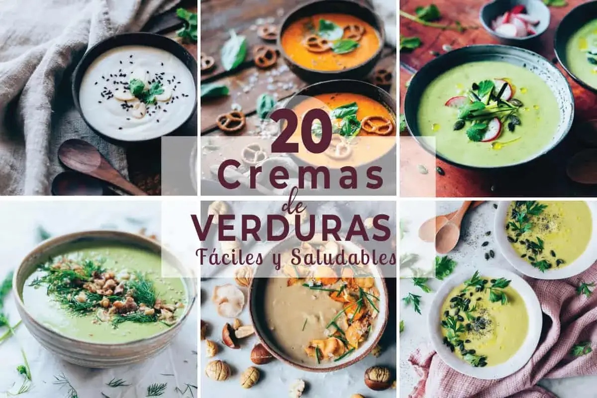 Collage de 20 cremas de verduras fáciles y saludables, perfectas para hacer con Thermomix.